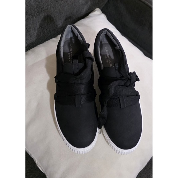 Adrienne Vittadini Shoes - Adrienne Vittadini Sport Sneakers Womens 8M Black Nacht Ribbon Lace Platform